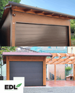 Due box auto con portone sezionale e struttura in legno